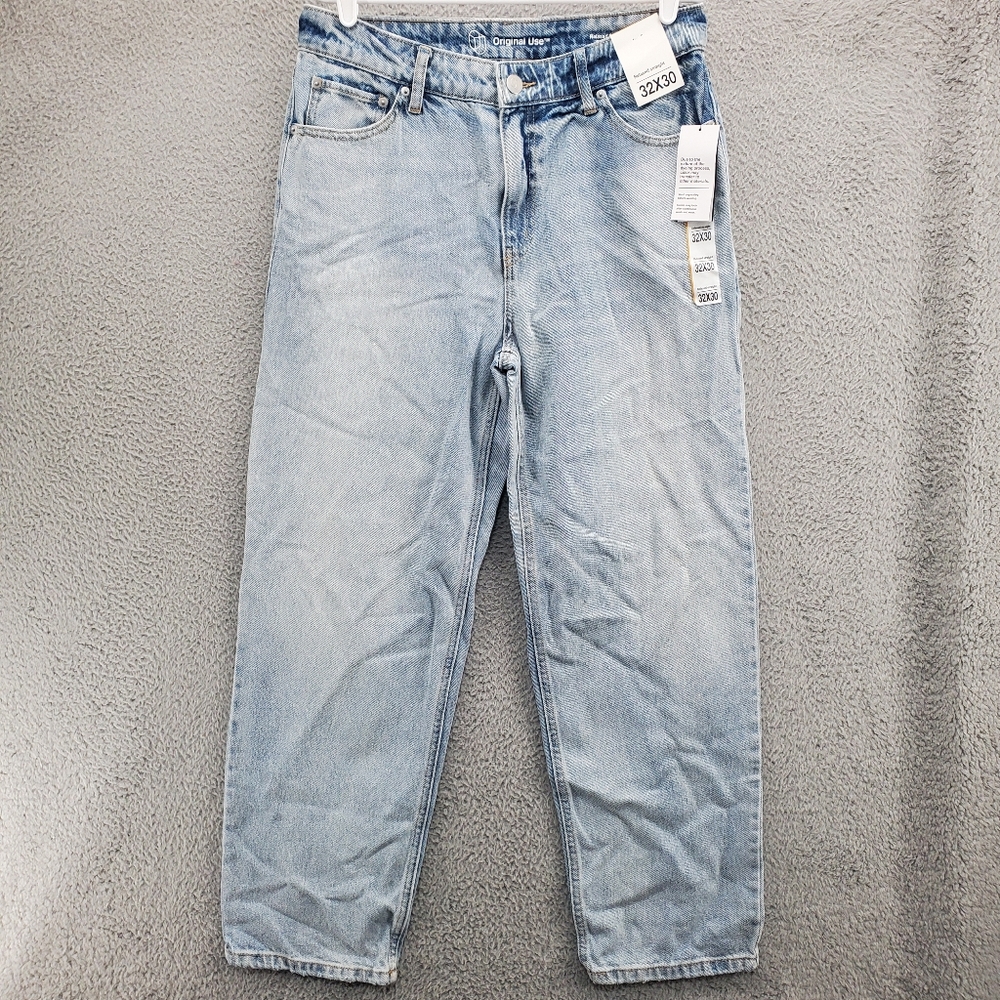 Original Use Jeans Relaxed Fit Straight Leg Mens Light Wash Blue Denim NWT